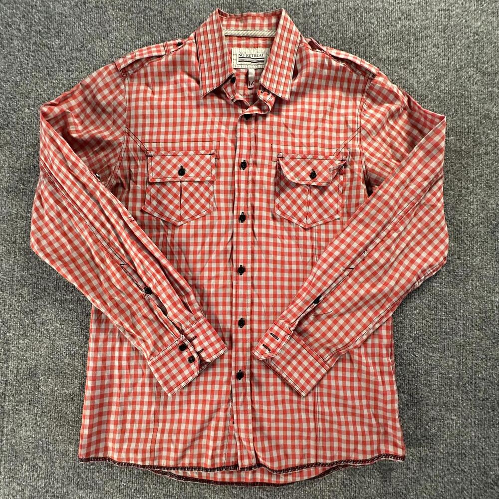 No Retreat Red and White‎ Checkered Long Sleeve Shirt Medium #493
